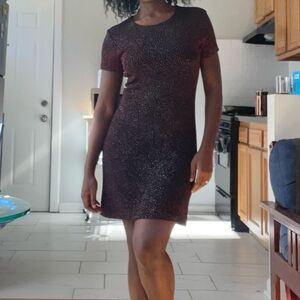 S.L. Fashions Black and Red Speckled Mini Dress